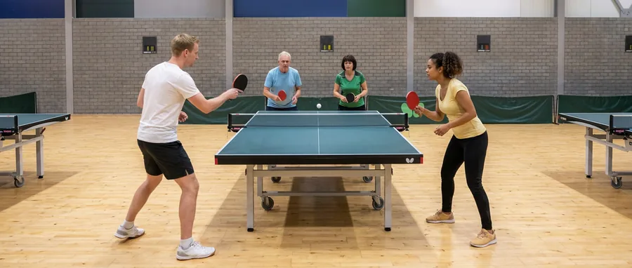 Twee tafeltennissers aan de tafel