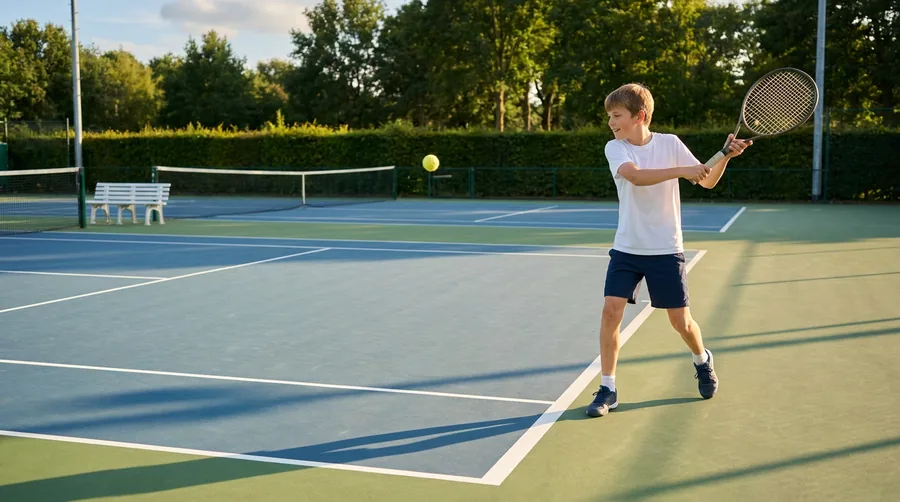 Jonge tennisser slaat een forehand
